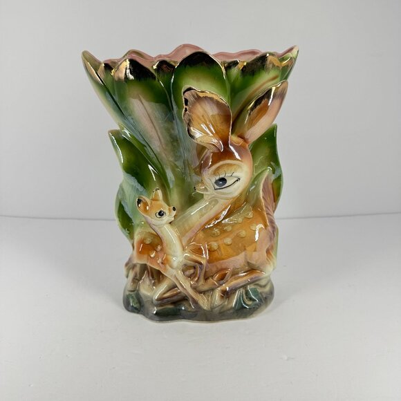 Mid Century Modern Ceramic Deer Planter Retro 1950s Bambi Style Vase - Picture 1 of 8